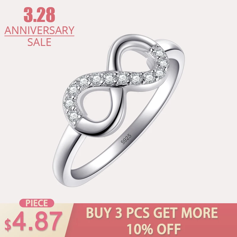 

Modian 2019 Fashion Mobius Design Jewelry 100% Solid 925 Sterling Silver Ring With Clear Cubic Zirconia Classic Wedding Female