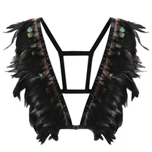 Перьевые эполеты в стиле панк, бондаж для тела, корректирующий бюстгальтер в клетку, подплечные крылья ангела, нижнее белье в готическом стиле, сжигание женщин