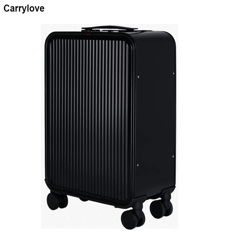 CARRYLOVE 1" 20" 2" дюймов Алюминий Дорожный чемодан ноутбука Тележка ручная кладь для путешествий - Цвет: black