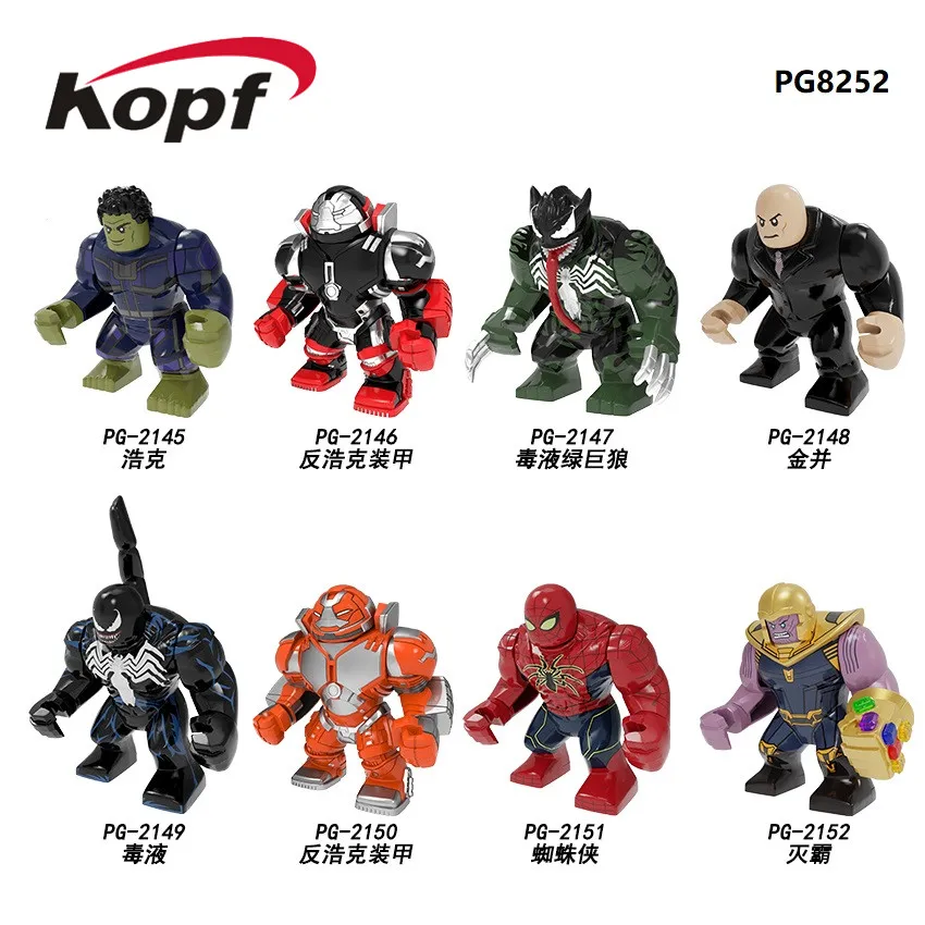 

Super Heroes Big Size Kingpin Hulk Hulkbuster Venom Spider-Man Thanos Juggernaut Figures Compatible With Lego