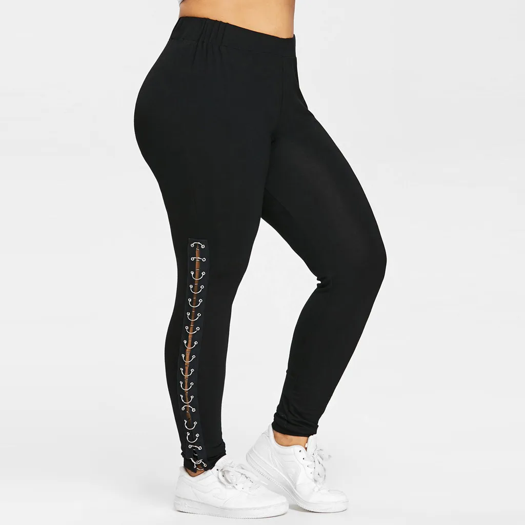 Plus Size Lace Up Grommet Leggings 2018 Skinny Leggins Women Pencil ...