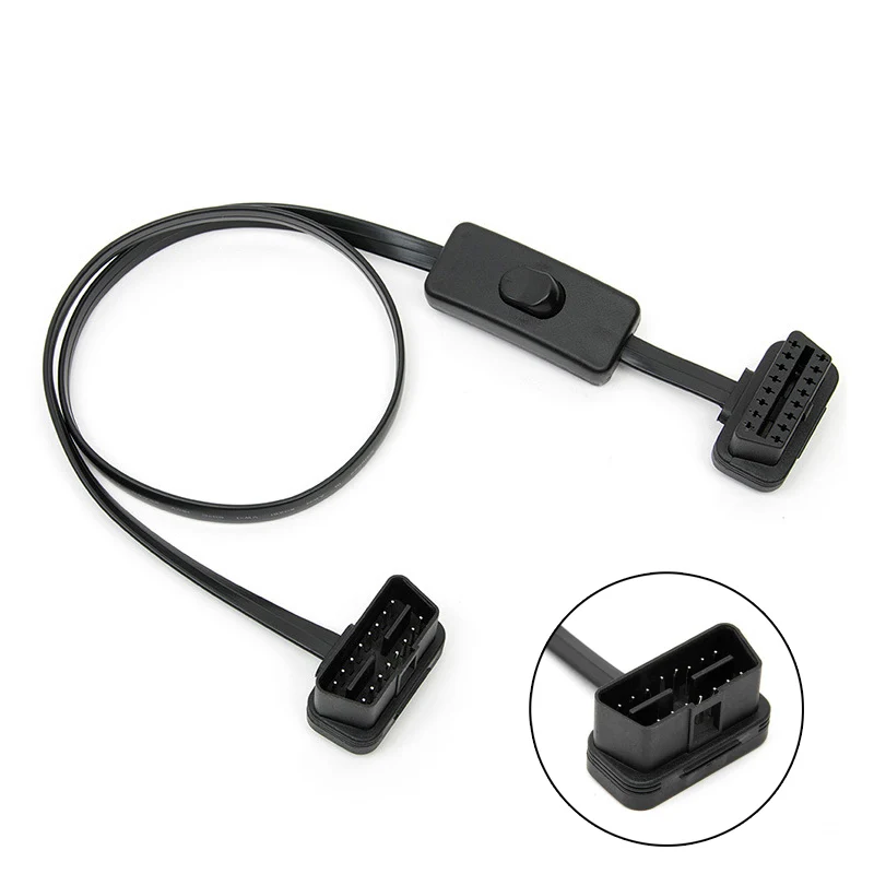 

60CM OBD 16 Pins Male To Female Adapter Connector With Switch Extension Cable On/Off Extender Cord CSL2017
