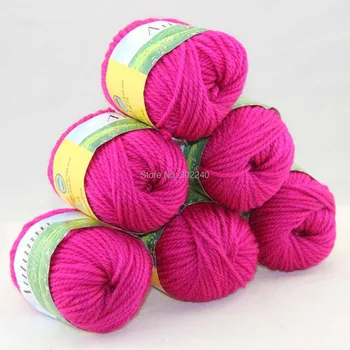 

LOT of 6 BallsX50g Chunky Hand-woven Coarse Knitting Yarn Magenta 214