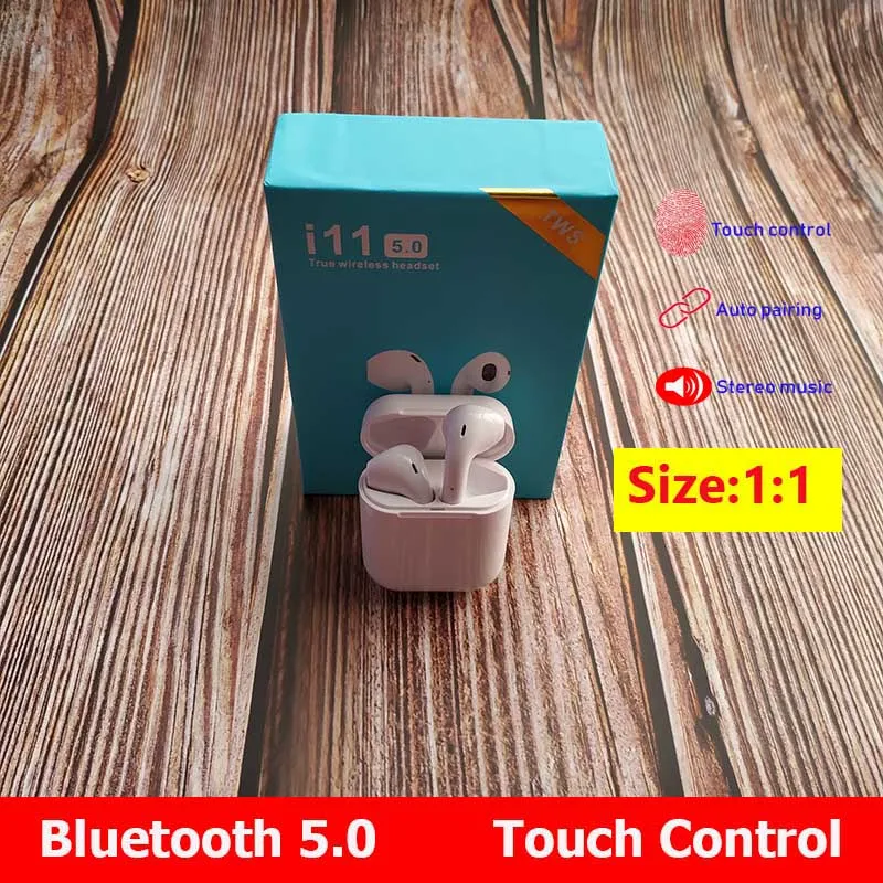

New i11 TWS mini Bluetooth 5.0 Headset Touch Control Wireless Earphones with Charging Box pk i7s i10 i20 tws