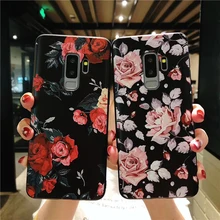 

For samsung galaxy s9 s8 plus note 9 case cover Retro 3d relief rose flower painting soft silicon phone bag shell Ritozcase