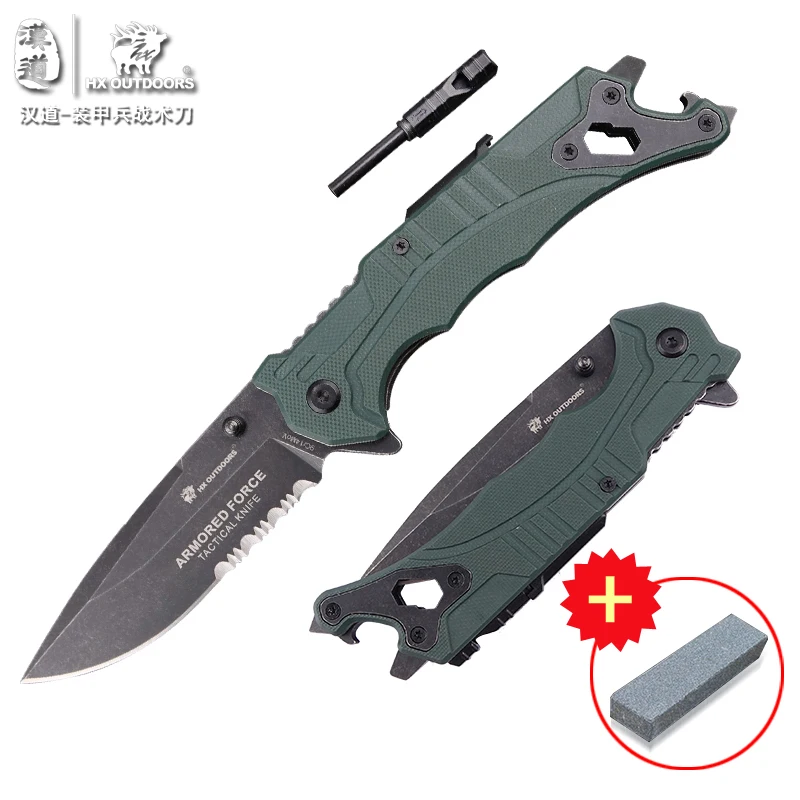 HX OUTDOORS ZD-024A armored tactical high hardness folding knife, wild survival knife self-defense carry outdoor survival knife
