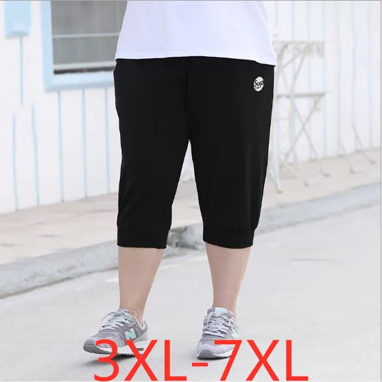 2019 summer plus size shorts for women casual loose elastic waist large size wowan capri harlan shorts black 3XL 4XL 5XL 6XL 7XL 2019 summer plus size shorts for women casual loose elastic waist large size wowan capri harlan shorts black 3XL 4XL 5XL 6XL 7XL