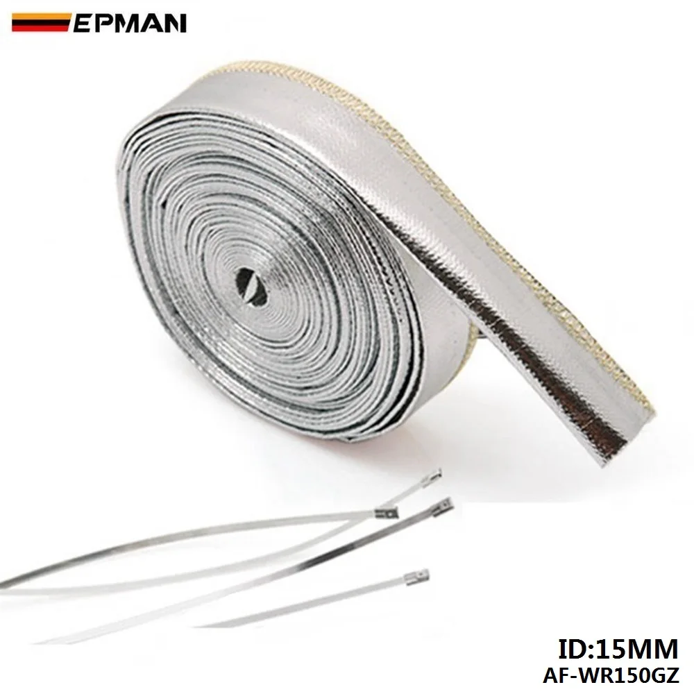 

AUTOFAB - EPMAN Aluminized Metallic Heat Shield Sleeve Insulated Wire Hose Cover Wrap 15mm*10meter EP-WR150GZ