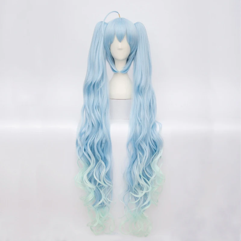Парик для косплея Vocaloid Hatsune Snow Miku светильник голубой длинный волнистый парик с