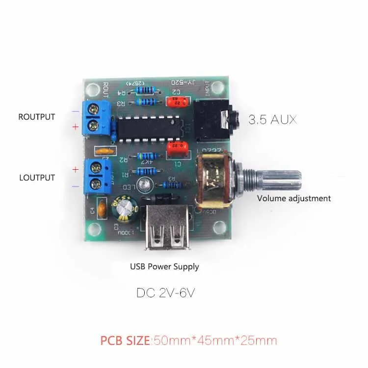 USB мини усилитель мощности плата 5 в источник питания Вт двухканальная