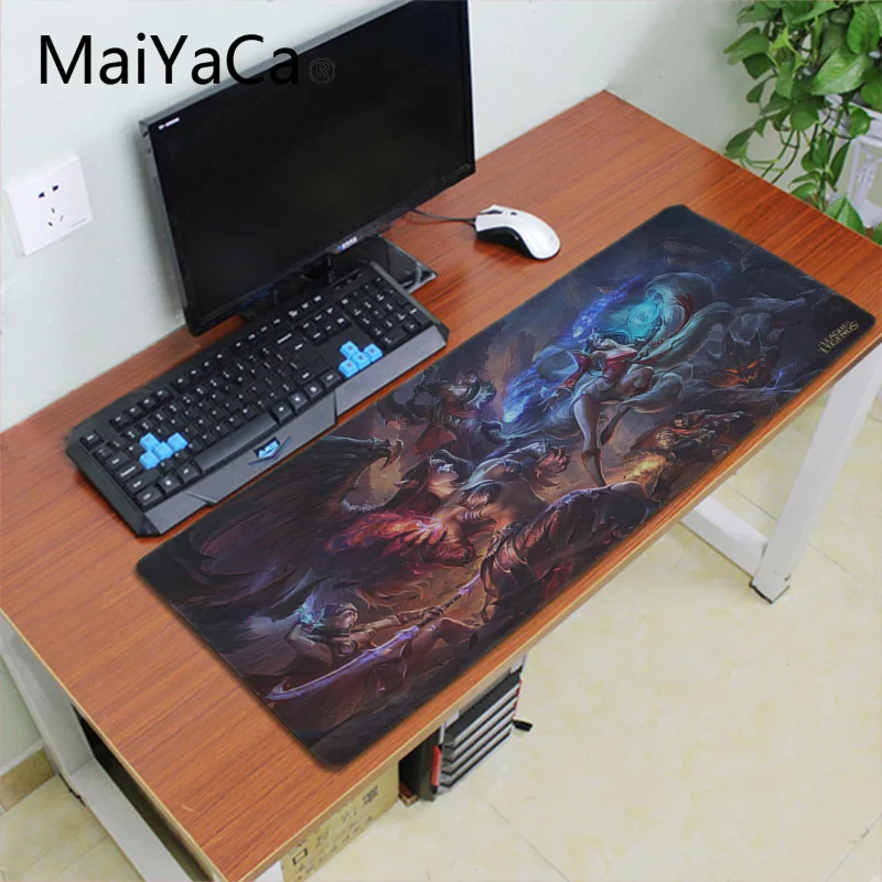 Maiyaca League Of Legends Ahri Morgana прочный Настольный коврик для мыши большой размер Аниме