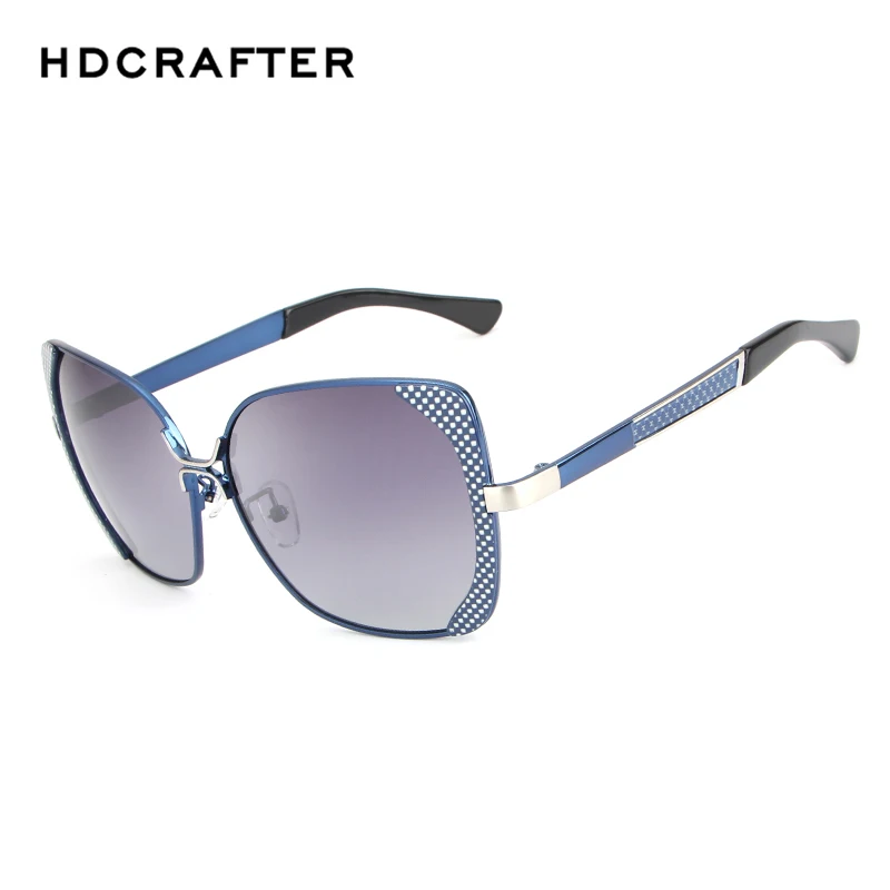 Фирменный дизайн, роскошные поляризованные солнцезащитные очки для женщин, женские градиентные солнцезащитные очки с бабочкой, Женские винтажные негабаритные очки UV400 - Цвет линз: blue