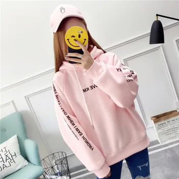 

2019 NEW Printed Casual Hoodies Pullover Women Thick Loose Sweatshirt Female Thicken Coat