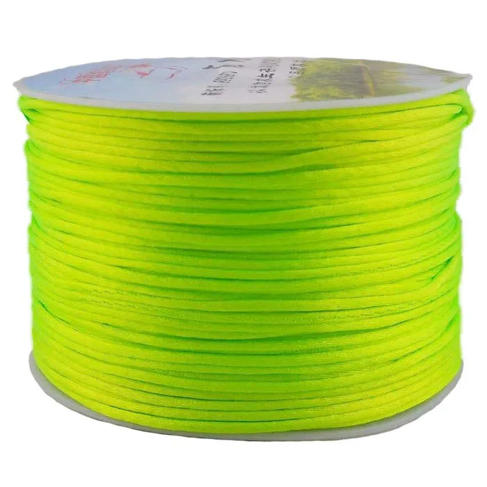 Neon Green 70 м/катушка 1 мм Разноцветные нейлоновые черные атласные китайские узлы шелковистый шнур макраме плетёная нить Шамбала - Цвет: Neon Green