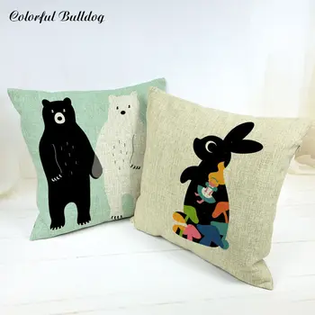 

Wholesale Cartoon Animal Cushion Cover 45*45cm Penguin Koala Dolphin Rabbit Bear Printing Automotive Home Decoration Pillowcase