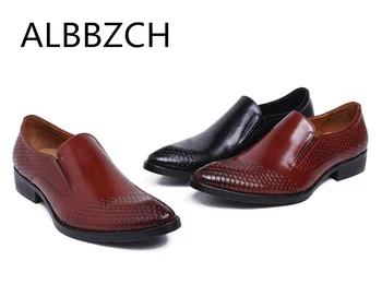 

Genuine Leather Dress Men Shoes Office Work Pointed Toe Slip On Comfortable oxford Shoes Men's Wedding Leather Shoes Size 3-44