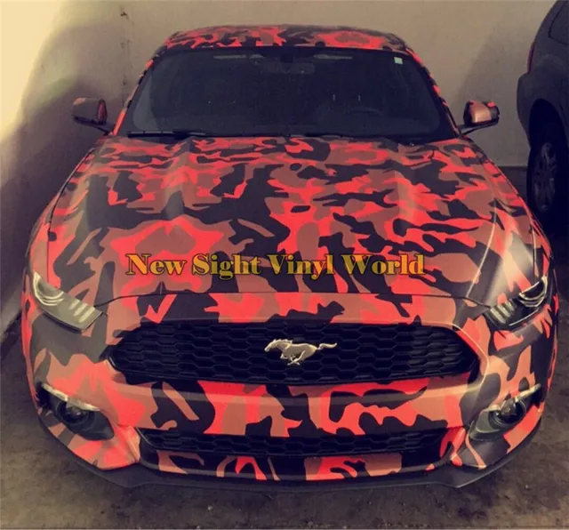Elite Red Camouflage Vinyl Wrap Black & Red Camo Vinyl Car Wrap Air