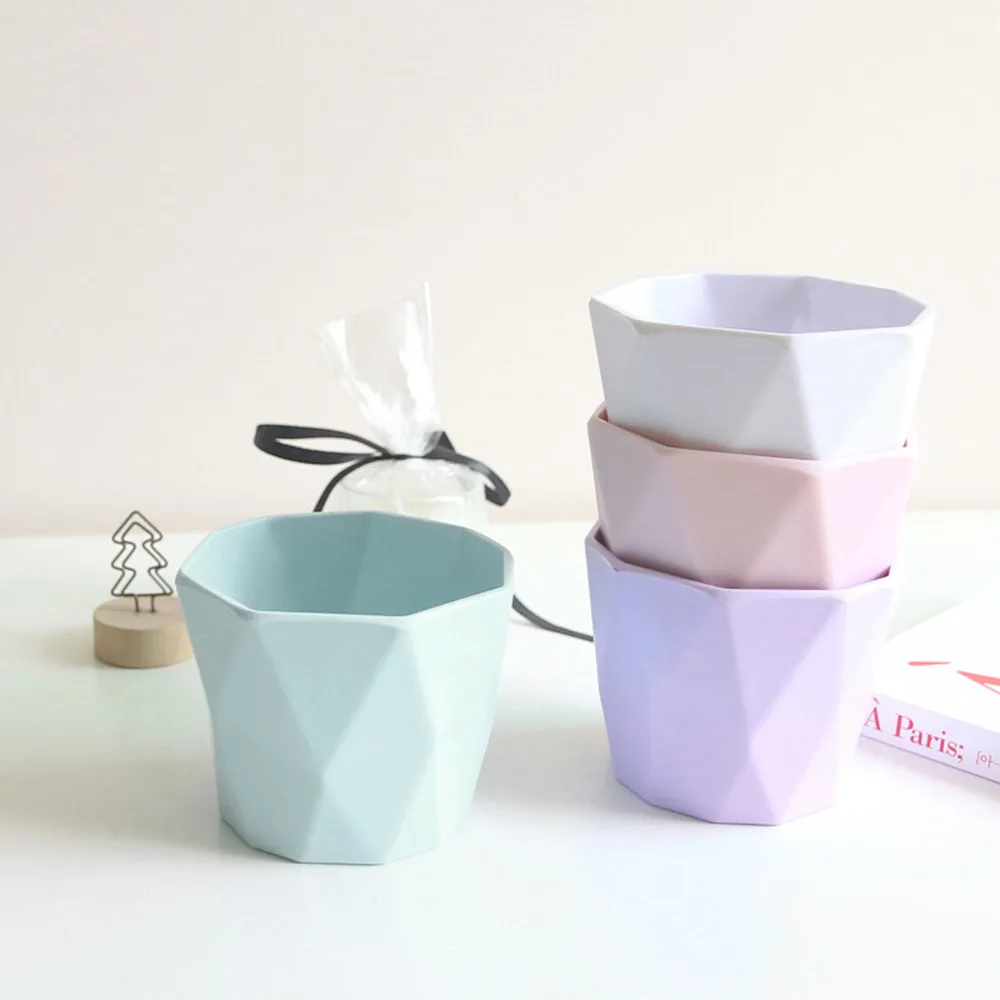 

Macarons Candy Color Diamond Geometry Flower Pot Succulent Plant Flowerpot Office Plantas Desk Balcony Garden Decoration Meceta