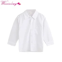 WEIXINBUY/простые детские рубашки для мальчиков; хлопковая рубашка с длинными рукавами; торжественные топы для малышей; чистый цвет