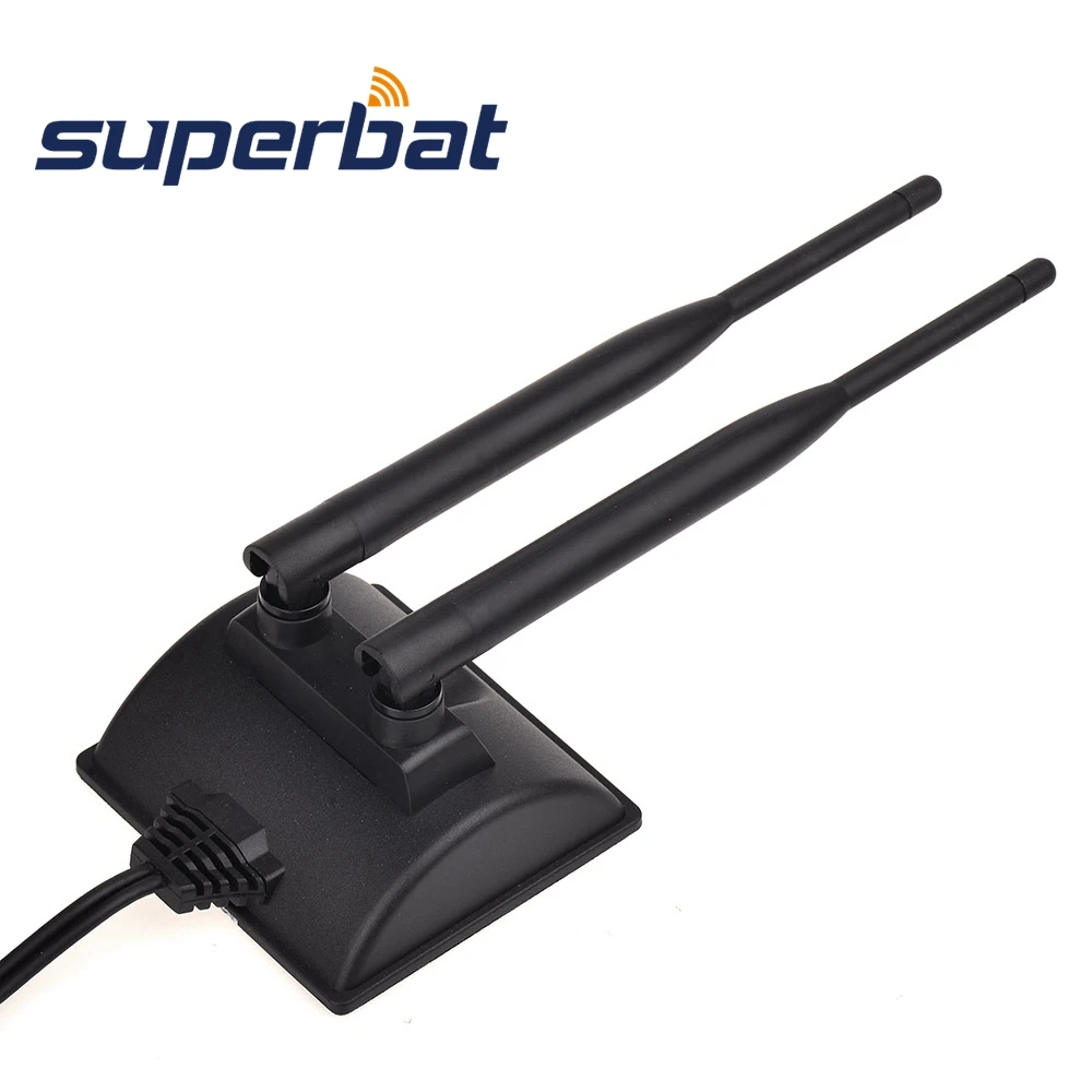 Superbat Dual Antenna 6DBi Omni Directional RP-SMA Plug Male(Female pin) Connector for Indoor WiFi Wireless Range Signal