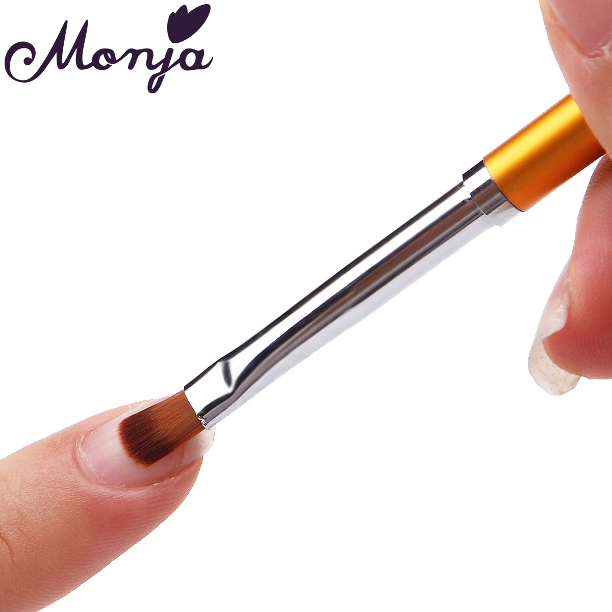 Monja, 3 шт., для дизайна ногтей, с металлической ручкой, акриловый УФ-гель для наращивания, для создания лепестков, цветов, рисования, кисти для рисования, маникюрные инструменты