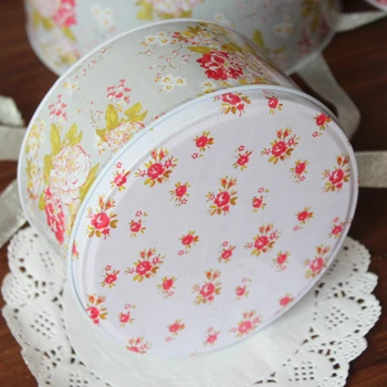 

Latest Floral pattern 3 different size in 1 lot weekend baking box, biscuit iron boxes natural cupcake container