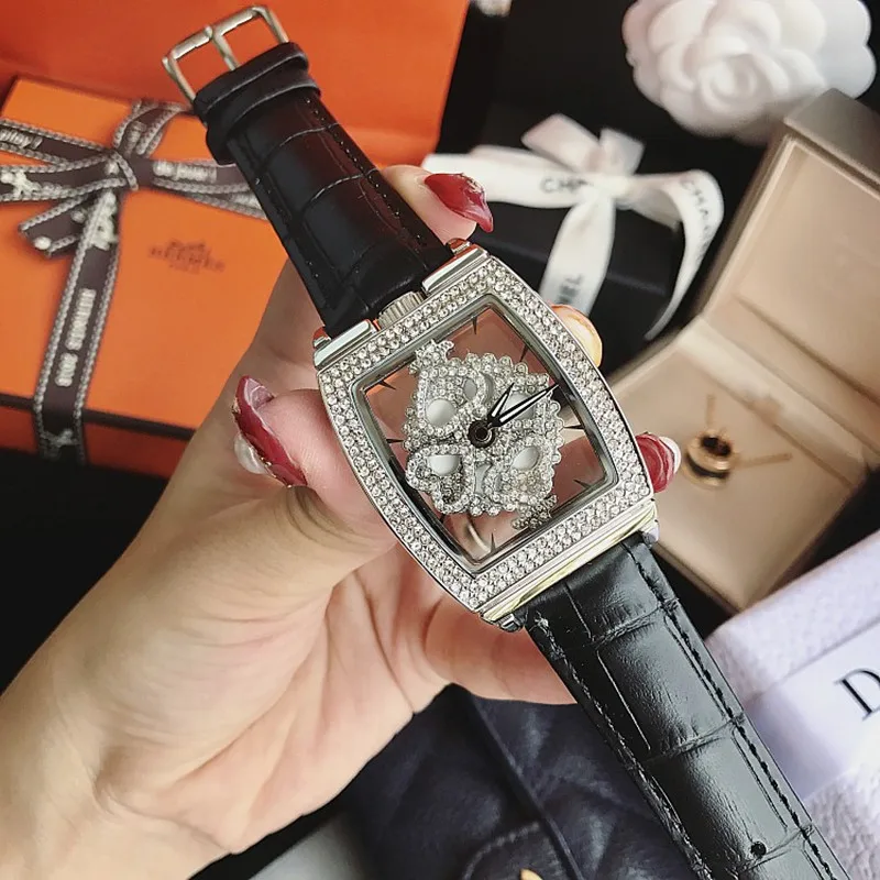 

Luxury Women Watches Silver Quartz Dress Rotation Watch Czech Diamond Barrel Casual Ladies Watch montre femme relojes Wristwatch