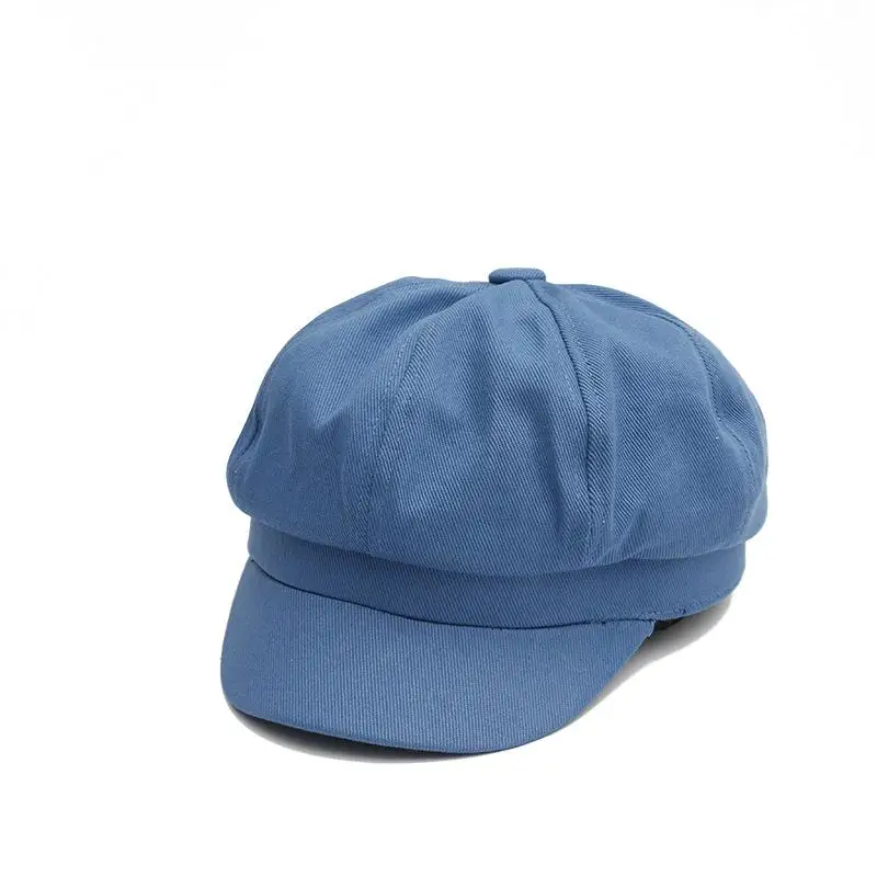 COKK шляпа Женская хлопковая восьмиугольная шляпа женский солнцезащитный козырек открытый Дамский берет Кепка Newsboy винтажный капор Ретро горра Новинка - Цвет: Синий