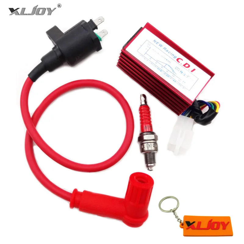 XLJOY Red Racing Ignition Coil + 5 pin AC CDI A7TC Spark Plug For Pit Dirt Bike ATV Quad Motorcycle Motocross | Автомобили и