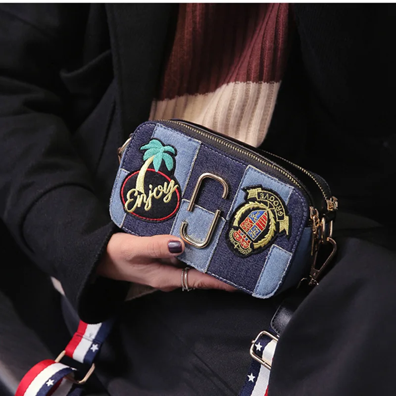 

National style vintage canvas women's shoulder bag embroidery decr cross body bag soldier blue style bag