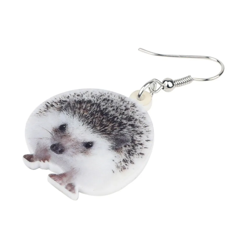 3 Pairs Cute Flower Hedgehog Earrings - Cartoon Animal Acrylic Dangle Earrings For Women