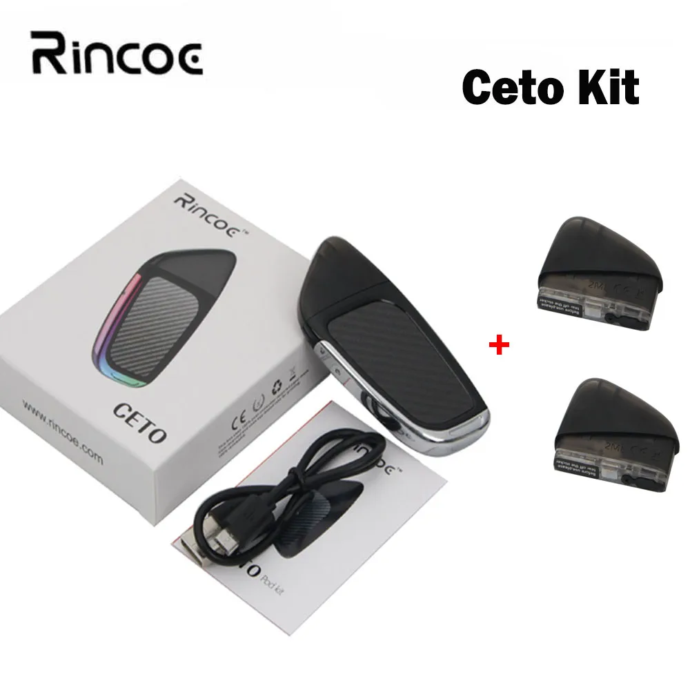 

Original Rincoe Ceto Vape Pod System it with 370mAh Battery 2ml Cartridge All-in-one Electronic Cigarette Starter Vaporizer Kit