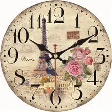 WONZOM Парижская башня настенные часы, бесшумные декоративные деревянные картонные настенные часы для гостиной, настенные часы для арабских цифр