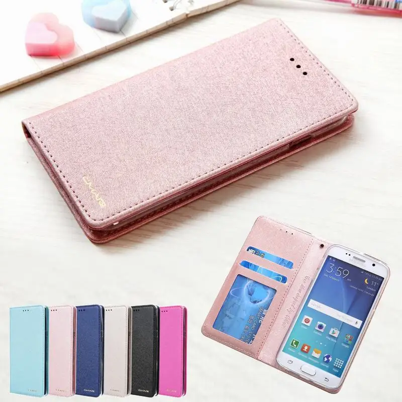 

Luxury Silk Leather Wallet Phone Case Cover For Samsung Galaxy S9 S8 Plus S7 S6 Edge Wallet Magnetic Stand Card Holder Flip Case