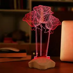 Декоративные цветы и венки розы Творческий Оптические иллюзии 3D световой Micro USB LED ночник стол настольные лампы 460210