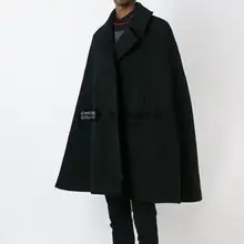 Индивидуальное стильное Новое модное мужское пальто-накидка, Свободное длинное шерстяное пальто, шерстяное плотное пальто, осенняя зимняя одежда