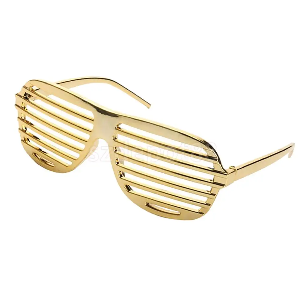 Novelty Gold Shutter Shades Sunglasses Funny Fancy Dress Party Photo Props