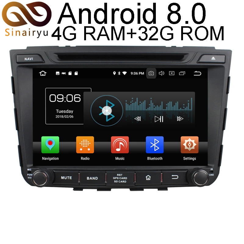 

Sinairyu 1024X600 4GB RAM Octa Core Android 8.0 Car GPS Radio Navigation DVD For Hyundai Creta IX25 2014 2015 2016 2017 Headunit