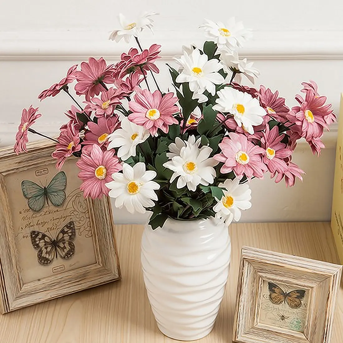 

Fake flower 7 heads cute silk daisy artificial decorative flower wedding flower bouquet DIY house table decoration 4 colors