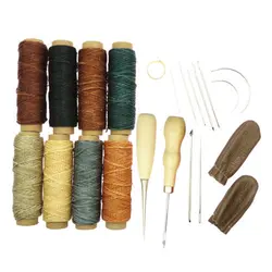 22 шт. Кожа ремесло сшивание наборы для шитья нитки Awl Thimble DIY ручные инструменты