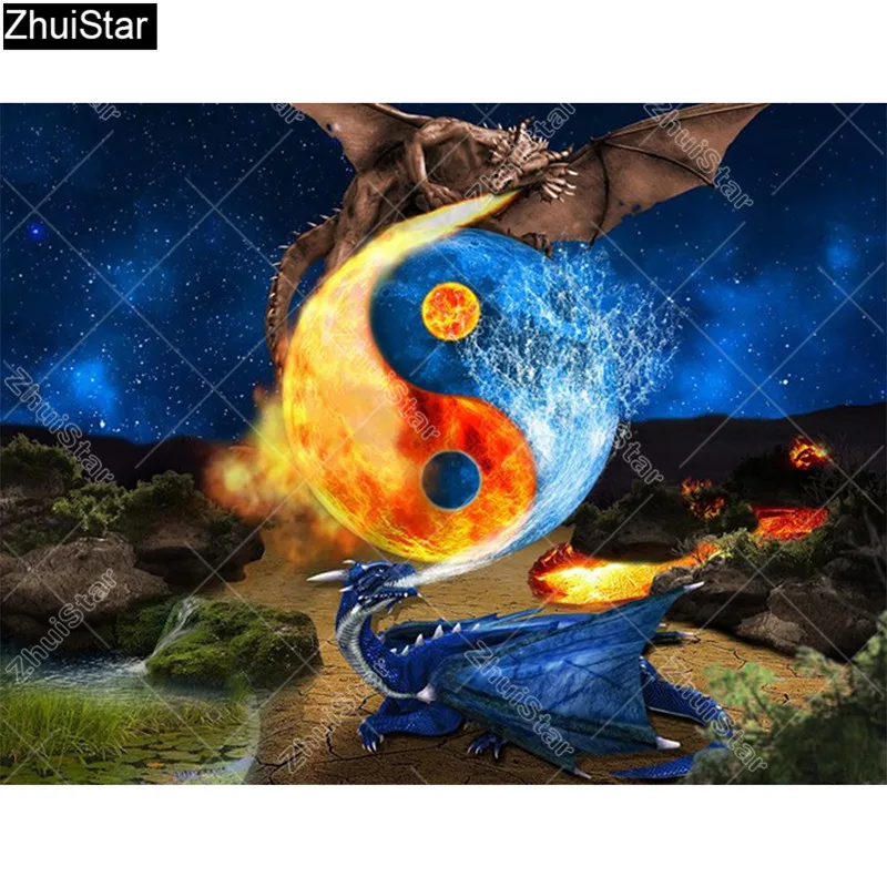 Zhui Star Full Square Drill 5D DIY Diamond Painting "Water and fire" 3D