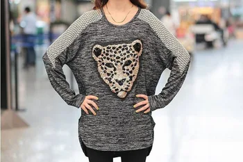

Long Sleeve Casual Loose Sequins Leopard Shirt 2020 summer casual comfortable pregnant women T-shirt #LR1