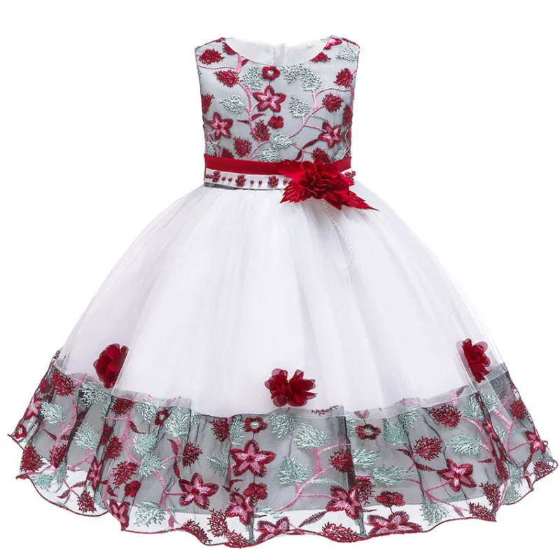 Высококачественное Кружевное платье-пачка принцессы с блестками и большим бантом для девочек, г., Летнее нарядное платье на свадьбу для девочек от 3 до 12 лет - Цвет: wine red
