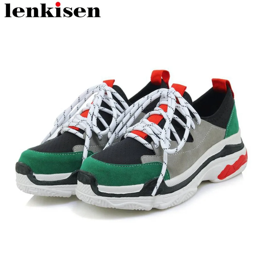 

2018 superstars retro lace up mixed colors platform med bottom round to preppy style sneakers plus size vulcanized shoes L9f1