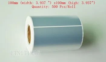 

Blank Silver PET labels Sticker 100mmx100mm(3.94")x500Sheet / Roll Waterproof Tear not broken Thermal transfer Barcode Label