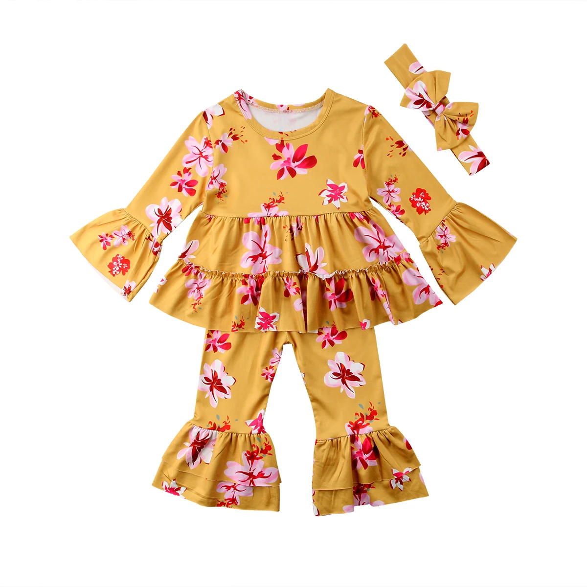 3PCS Newborn Baby Boys Girls flares Clothing Outfits Clothes Long