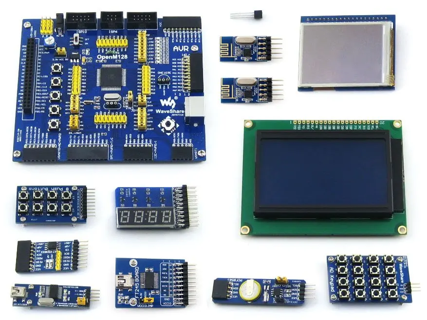 

Module Atmega128a-au Atmega128 Avr 8-bit Risc Evaluation Development Board +11pcs Accessory Modules Kits = Openm128 Package B