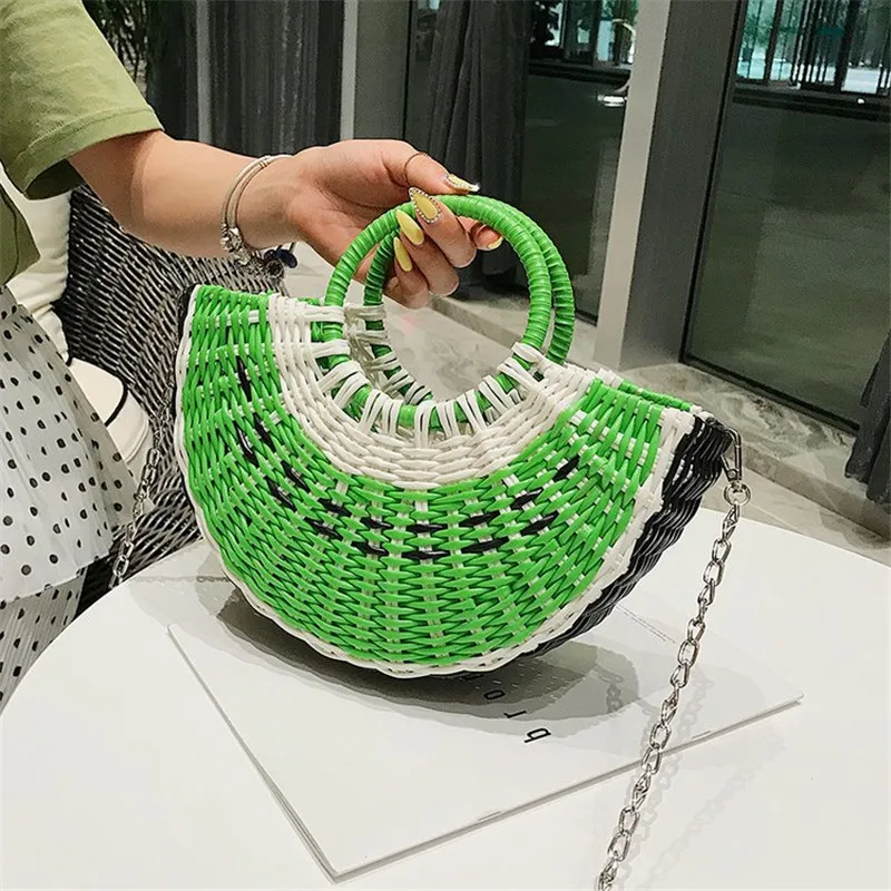 

Summer Fashion Bamboo Basket Woven Bag Panelled Unique Design Women Purse and Handbags Bolsa Feminina
