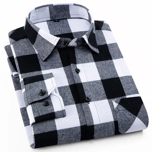 Мужские повседневные клетчатые рубашки из хлопка с карманами и длинным рукавом, удобная фланелевая рубашка с начесом для отдыха, топы, рубашки - Цвет: DTF-16