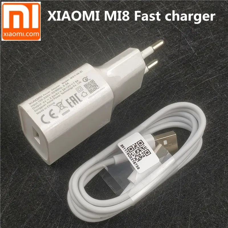 

Original EU xiaomi Fast charger for mi 9 8 mi8 mi9 mi6 mix 3 2 2s a1 a2 max 6 QC 3.0 quick charge adapter USB Type c cable